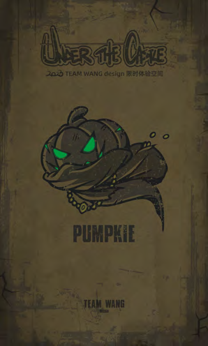 Vintage-style poster featuring the Pumpkie pumpkin character