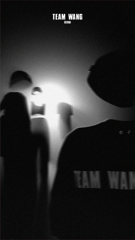 Layered black clothing silhouettes framed by a bright circular light